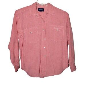 Dockers‎ Women's Pearl Snap Long Sleeve Shirt Western M Gingham Red